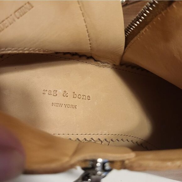Rag & Bone "Margot" Tan 100% Leather Zip Sides Ankle Boots sz.7.5/37.5 Ret.$425 - Picture 8 of 10